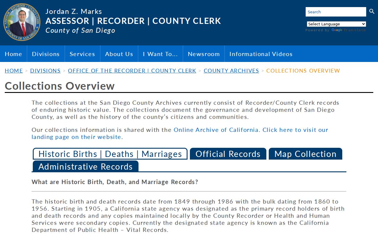 Poway city directory research view of County Archives holdings