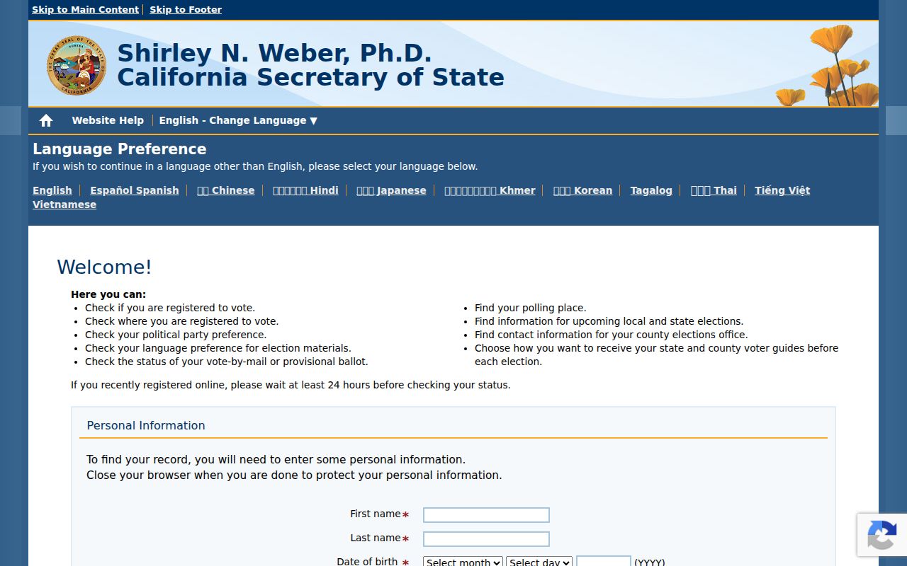 Poway residents directory reference for California My Voter Status self lookup