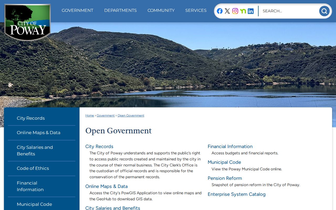 Poway residents directory reference for Poway open government and City Clerk records