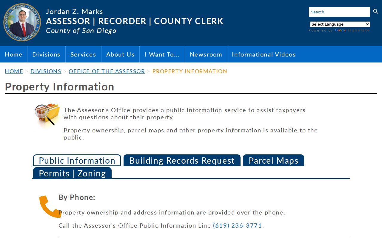 Poway street directory county property records access